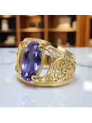 الكساندريت 14 كارت من الذهب الأصفر خاتم حرف يدوية فينتاج vrc057y